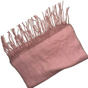 Mens Luxury Cashmere Scarf Firenze Italy Pink Fringed Winter Warm